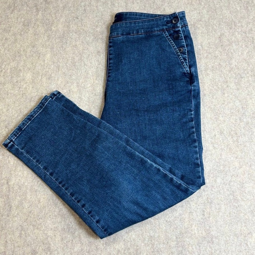 Talbots Sailor Ankle Jeans Wmns 8P Blue Denim Cotton Stretch Slim Nautical Chic